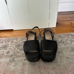 Seychelles Black Sandals with Chunky Platform Sole